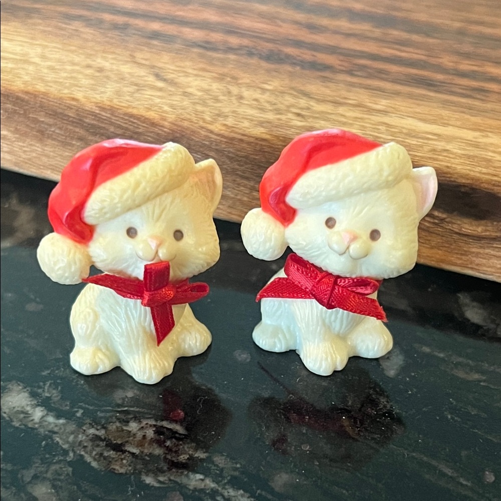 Hallmark Merry Miniatures Festive Cat Figurine with Red Santa Hat